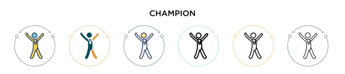 Poster - champion icon in filled, thin line, outline and stroke style. vector illustration of two colored and