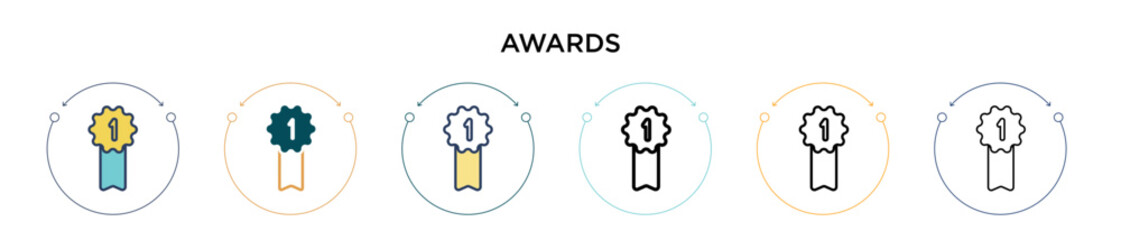 Poster - awards icon in filled, thin line, outline and stroke style. vector illustration of two colored and b
