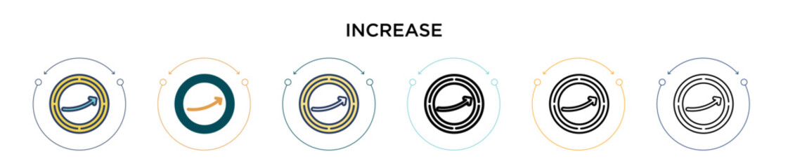 Poster - Increase icon in filled, thin line, outline and stroke style. Vector illustration of two colored and black increase vector icons designs can be used for mobile, ui, web