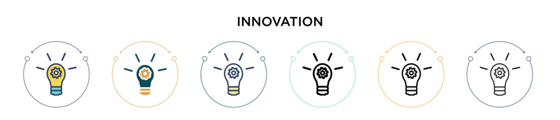 Poster - Innovation icon in filled, thin line, outline and stroke style. Vector illustration of two colored and black innovation vector icons designs can be used for mobile, ui, web