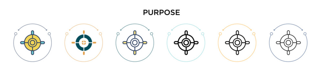 Poster - purpose icon in filled, thin line, outline and stroke style. vector illustration of two colored and 