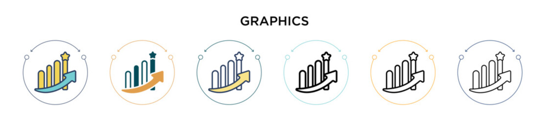 Poster - Graphics icon in filled, thin line, outline and stroke style. Vector illustration of two colored and black graphics vector icons designs can be used for mobile, ui, web