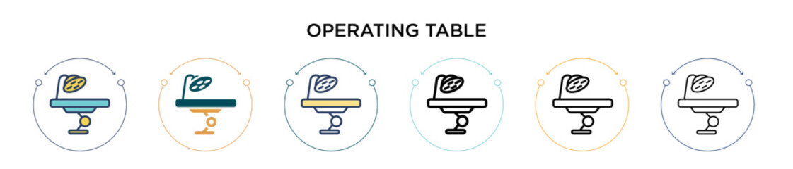 Poster - Operating table icon in filled, thin line, outline and stroke style. Vector illustration of two colored and black operating table vector icons designs can be used for mobile, ui, web