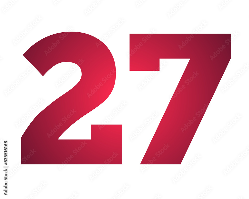 number 27 icon pink color sign symbol numbers for design elements isolated on transparent background
