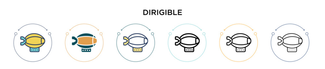 Poster - dirigible icon in filled, thin line, outline and stroke style. vector illustration of two colored an