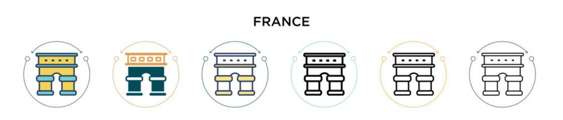 Wall Mural - france icon in filled, thin line, outline and stroke style. vector illustration of two colored and b