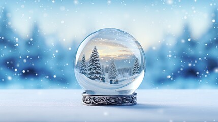 Poster - Magical snow globe with Christmas decorations created with Generative AI technology