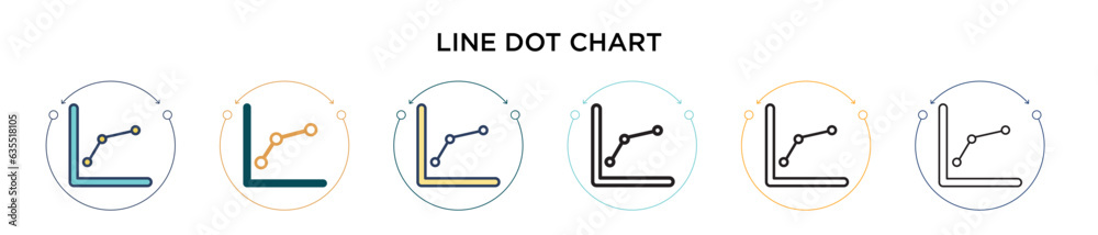 Line dot chart icon in filled, thin line, outline and stroke style ...