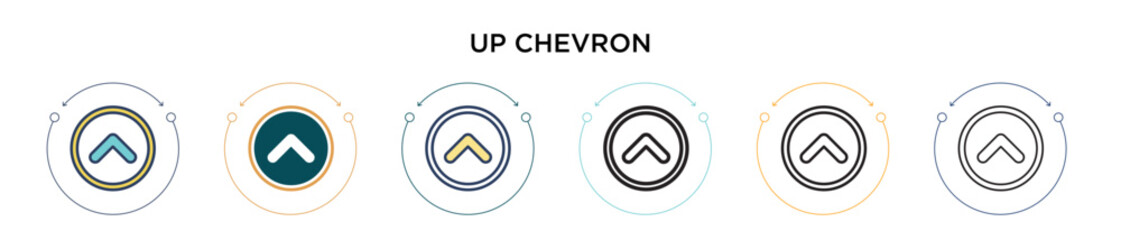 Poster - up chevron icon in filled, thin line, outline and stroke style. vector illustration of two colored a