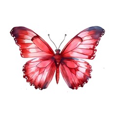 Wall Mural - Red butterfly isolated on white background