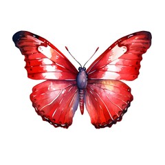 Wall Mural - Red butterfly isolated on white background