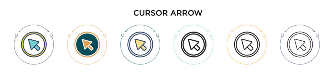 Poster - cursor arrow icon in filled, thin line, outline and stroke style. vector illustration of two colored