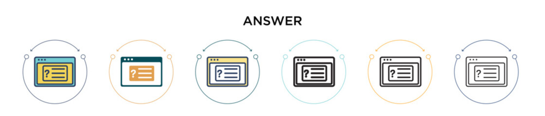 Poster - answer icon in filled, thin line, outline and stroke style. vector illustration of two colored and b