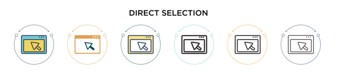 Poster - direct selection icon in filled, thin line, outline and stroke style. vector illustration of two col