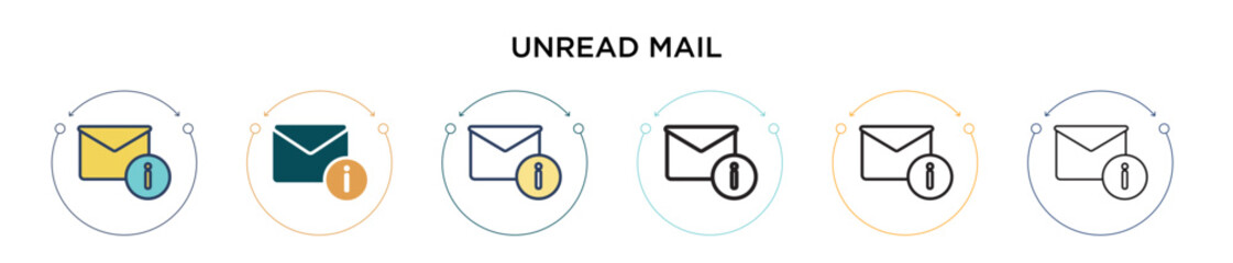 Aufkleber - Unread mail icon in filled, thin line, outline and stroke style. Vector illustration of two colored and black unread mail vector icons designs can be used for mobile, ui, web