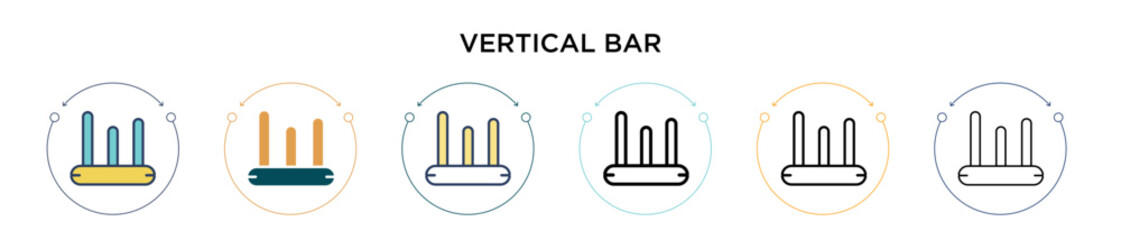 Poster - Vertical bar icon in filled, thin line, outline and stroke style. Vector illustration of two colored and black vertical bar vector icons designs can be used for mobile, ui, web