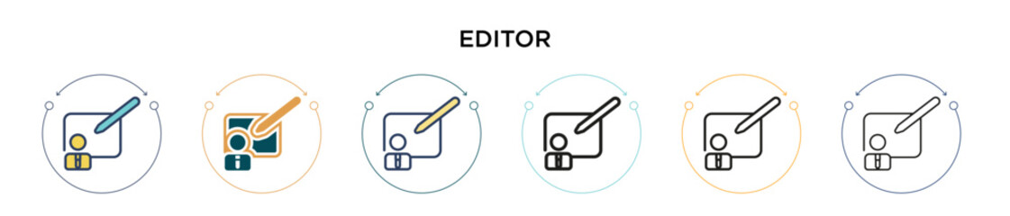 Poster - editor icon in filled, thin line, outline and stroke style. vector illustration of two colored and b