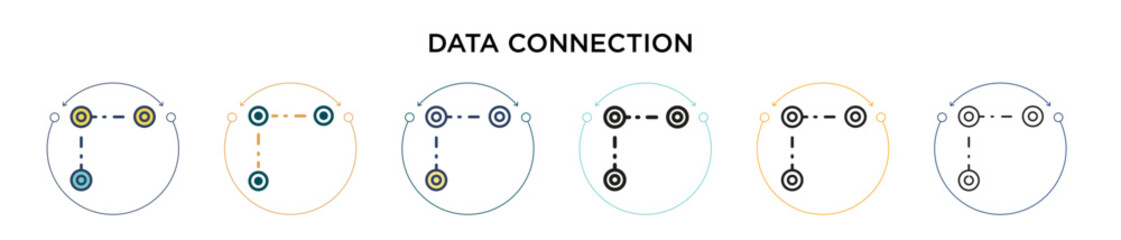 Poster - Data connection icon in filled, thin line, outline and stroke style. Vector illustration of two colored and black data connection vector icons designs can be used for mobile, ui, web