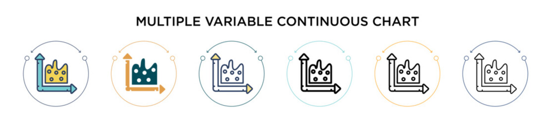 Poster - Multiple variable continuous chart icon in filled, thin line, outline and stroke style. Vector illustration of two colored and black multiple variable continuous chart vector icons designs can be used