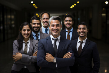 Wall Mural - Group of Indian businessmen or corporate people standing for a photo