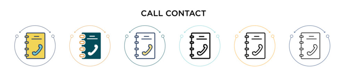 Wall Mural - call contact icon in filled, thin line, outline and stroke style. vector illustration of two colored