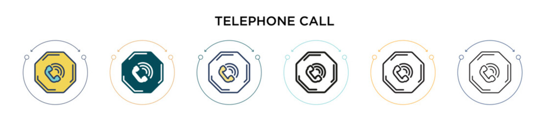 Poster - telephone call icon in filled, thin line, outline and stroke style. vector illustration of two color