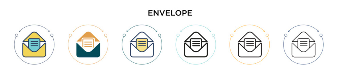 Poster - envelope icon in filled, thin line, outline and stroke style. vector illustration of two colored and