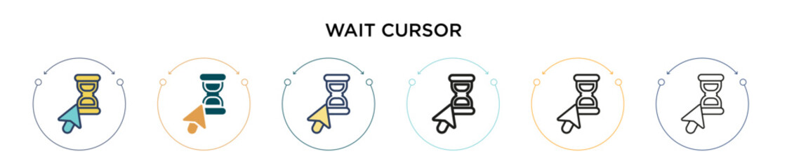 Poster - wait cursor icon in filled, thin line, outline and stroke style. vector illustration of two colored 