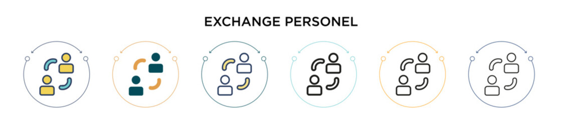 Poster - exchange personel icon in filled, thin line, outline and stroke style. vector illustration of two co