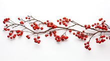 Christmas Branch With Red Berries Isolated On A White Created With Generative AI Technology