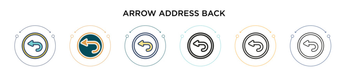 Aufkleber - Arrow address back icon in filled, thin line, outline and stroke style. Vector illustration of two colored and black arrow address back vector icons designs can be used for mobile, ui, web