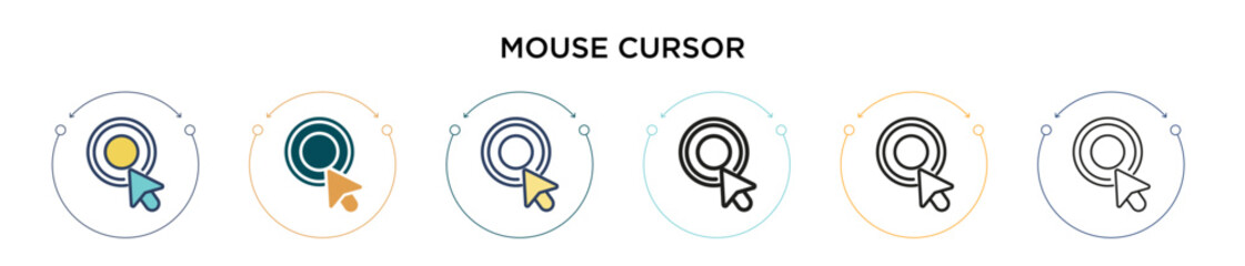 Poster - mouse cursor icon in filled, thin line, outline and stroke style. vector illustration of two colored