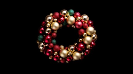 Poster - christmas wreath with decorations created with Generative AI technology