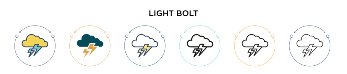 Poster - Light bolt icon in filled, thin line, outline and stroke style. Vector illustration of two colored and black light bolt vector icons designs can be used for mobile, ui, web
