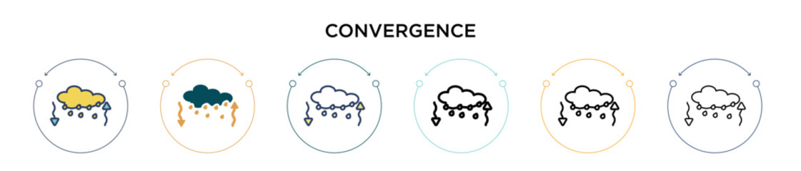 Poster - Convergence icon in filled, thin line, outline and stroke style. Vector illustration of two colored and black convergence vector icons designs can be used for mobile, ui, web