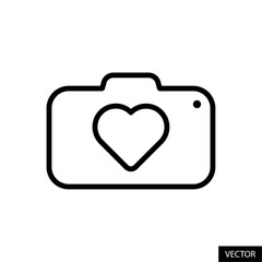 Aufkleber - camera with heart symbol, love photography vector icon in line style design for website, app, ui, is