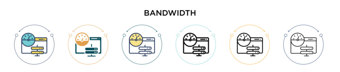 Poster - Bandwidth icon in filled, thin line, outline and stroke style. Vector illustration of two colored and black bandwidth vector icons designs can be used for mobile, ui, web