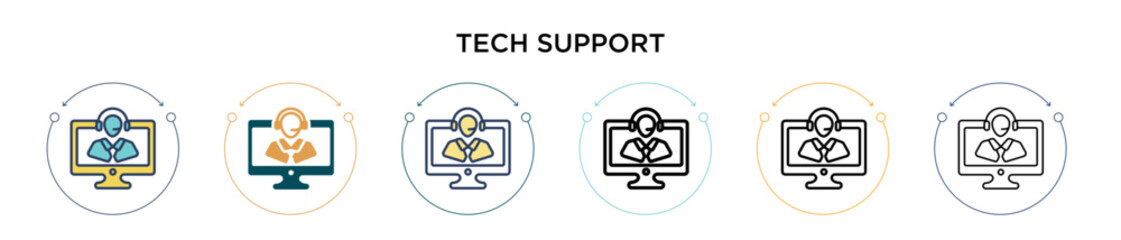 Poster - tech support icon in filled, thin line, outline and stroke style. vector illustration of two colored