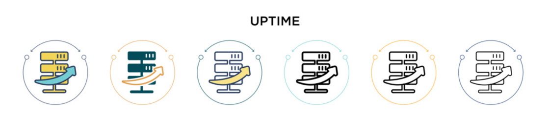 Poster - Uptime icon in filled, thin line, outline and stroke style. Vector illustration of two colored and black uptime vector icons designs can be used for mobile, ui, web