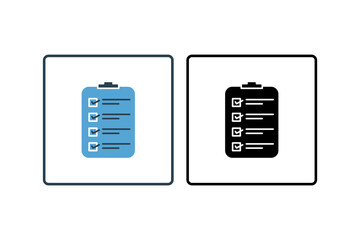 Poster - Clipboard checklist Icon. Icon related to assessment. solid icon style. Simple vector design editable