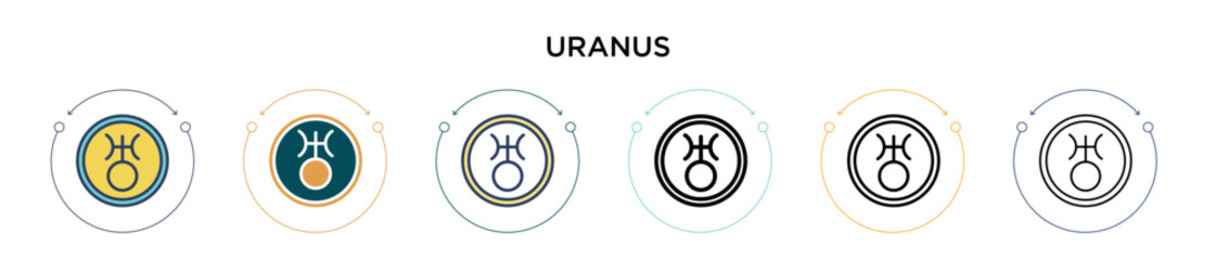 Wall Mural - Uranus icon in filled, thin line, outline and stroke style. Vector illustration of two colored and black uranus vector icons designs can be used for mobile, ui, web