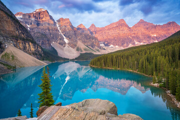 Wall Mural - Moraine Lake Sunrise during summer in .Banff National Park, Canadian Rockies, Alberta, Canada...Banff National Park, Alberta, Canada