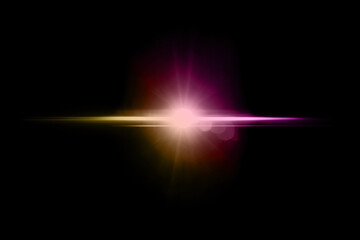 Abstract sun burst with digital lens flare background.