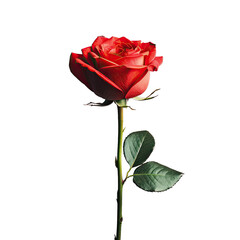 Sticker - Solitary exquisite red rose on transparent background