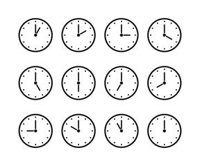 Wall Mural - clock icons with different times. clock icon vector illustration