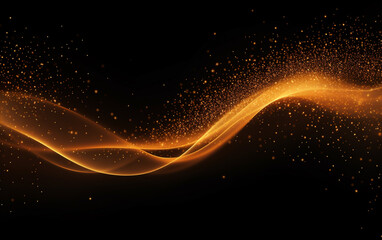 Black and Gold wallpaper background, Abstract background orange particle. Abstract gold color digital particles wave with bokeh