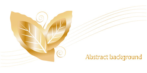Autumn background autumn golden tree branch foliage on white background Vector EPS10