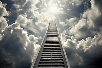 Beautiful ladder stairway or the way to heaven upstairs Generative AI picture