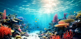 Ocean coral reef underwater. Sea world under water background