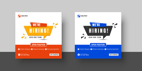 Wall Mural - we are hiring job vacancy social media post or square web banner template design